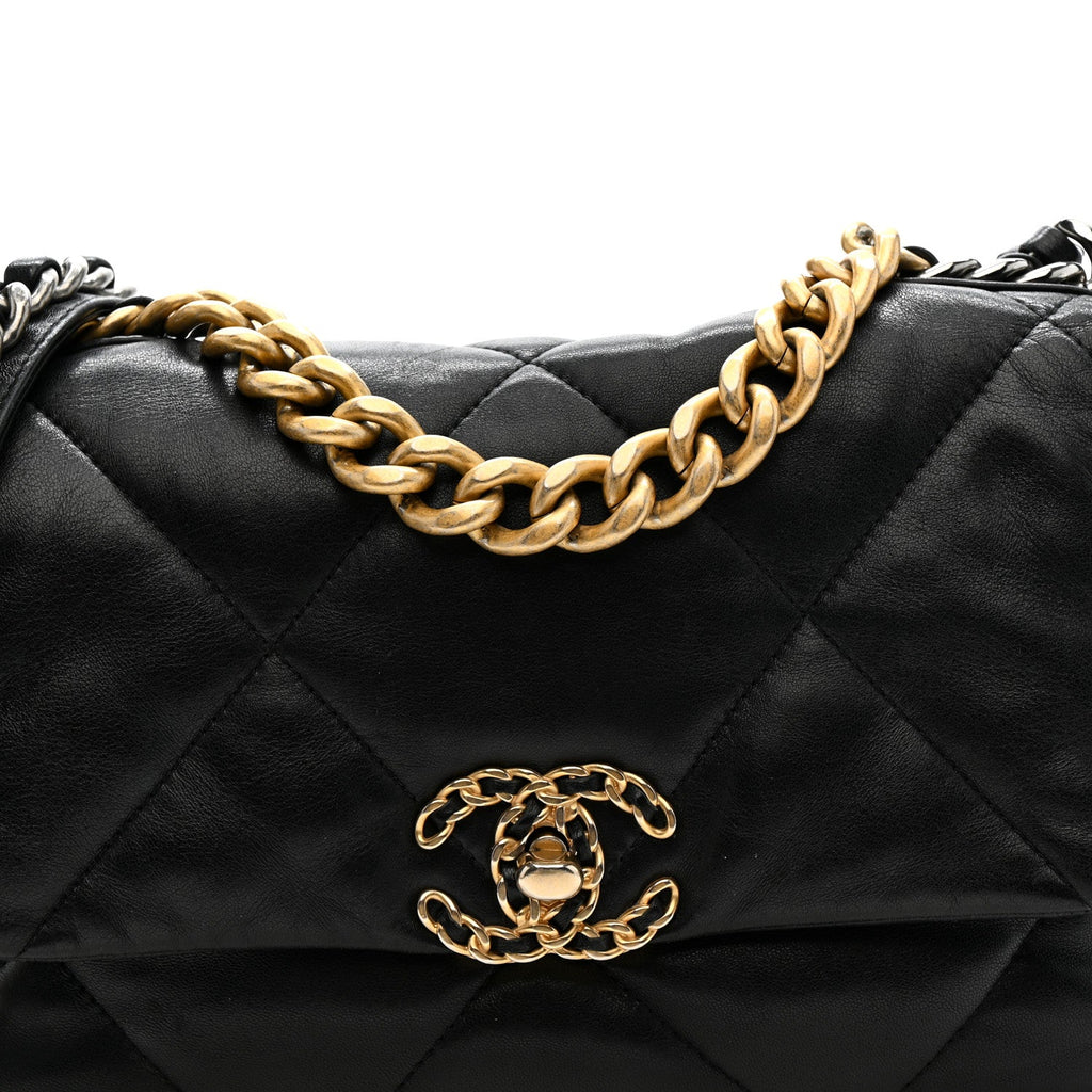 Lambskin Quilted Medium Chanel 19 Flap Black