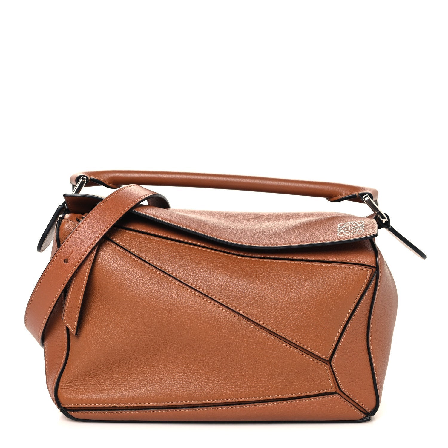 Grained Calfskin Small Puzzle Bag Tan