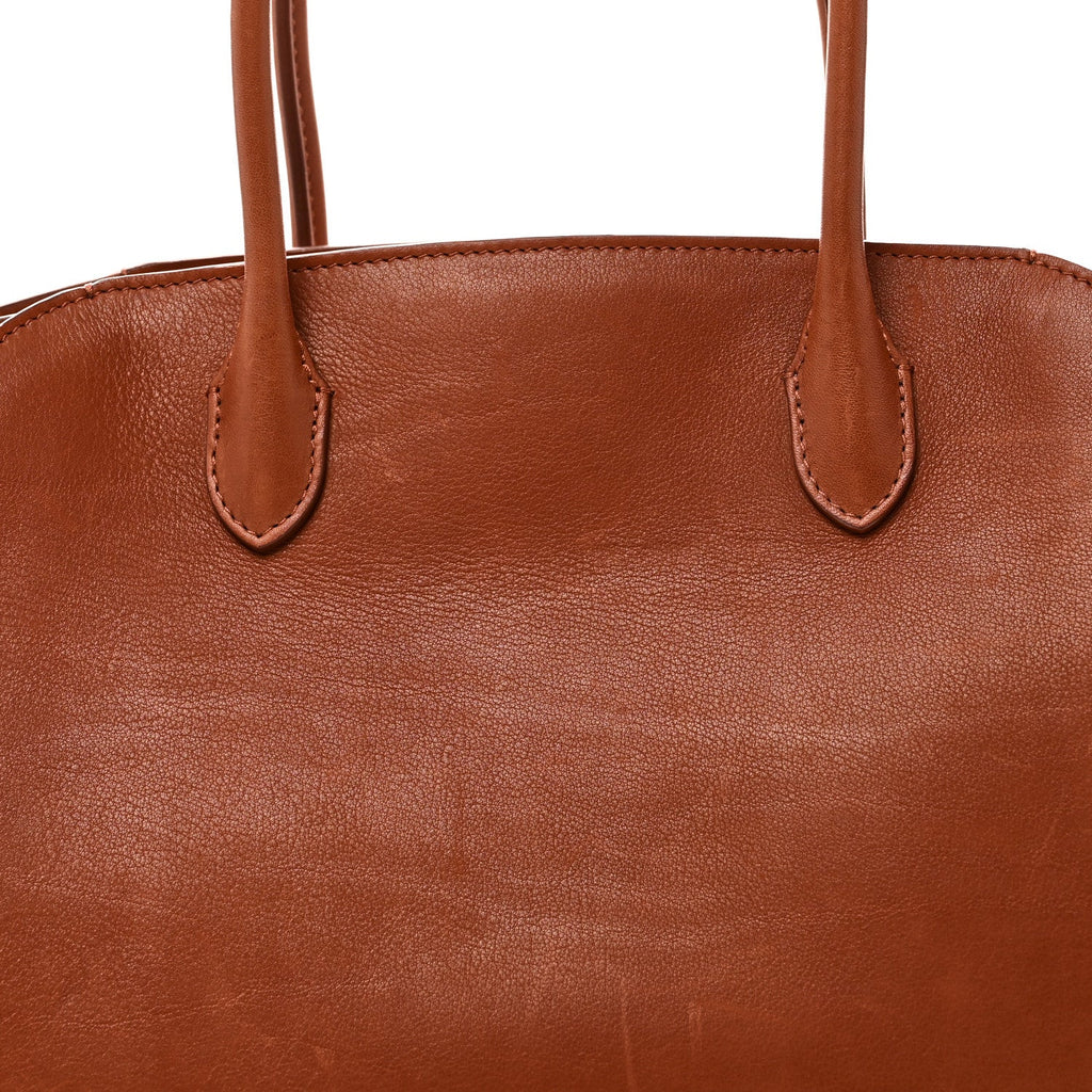 Polished Saddle Calfskin Marlo 12 Tote Bag Acero