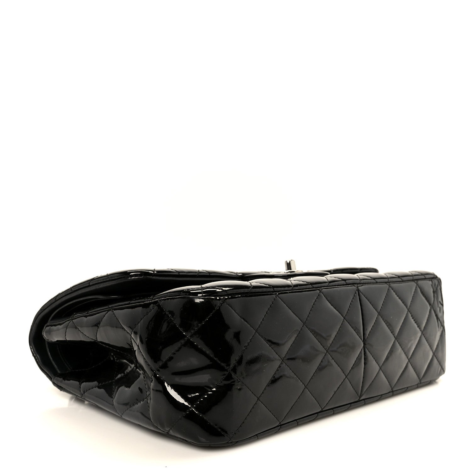 Patent Quilted Jumbo Double Flap Black