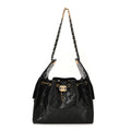 Shiny Crumpled Calfskin Quilted Small Chanel 25 Handbag Black