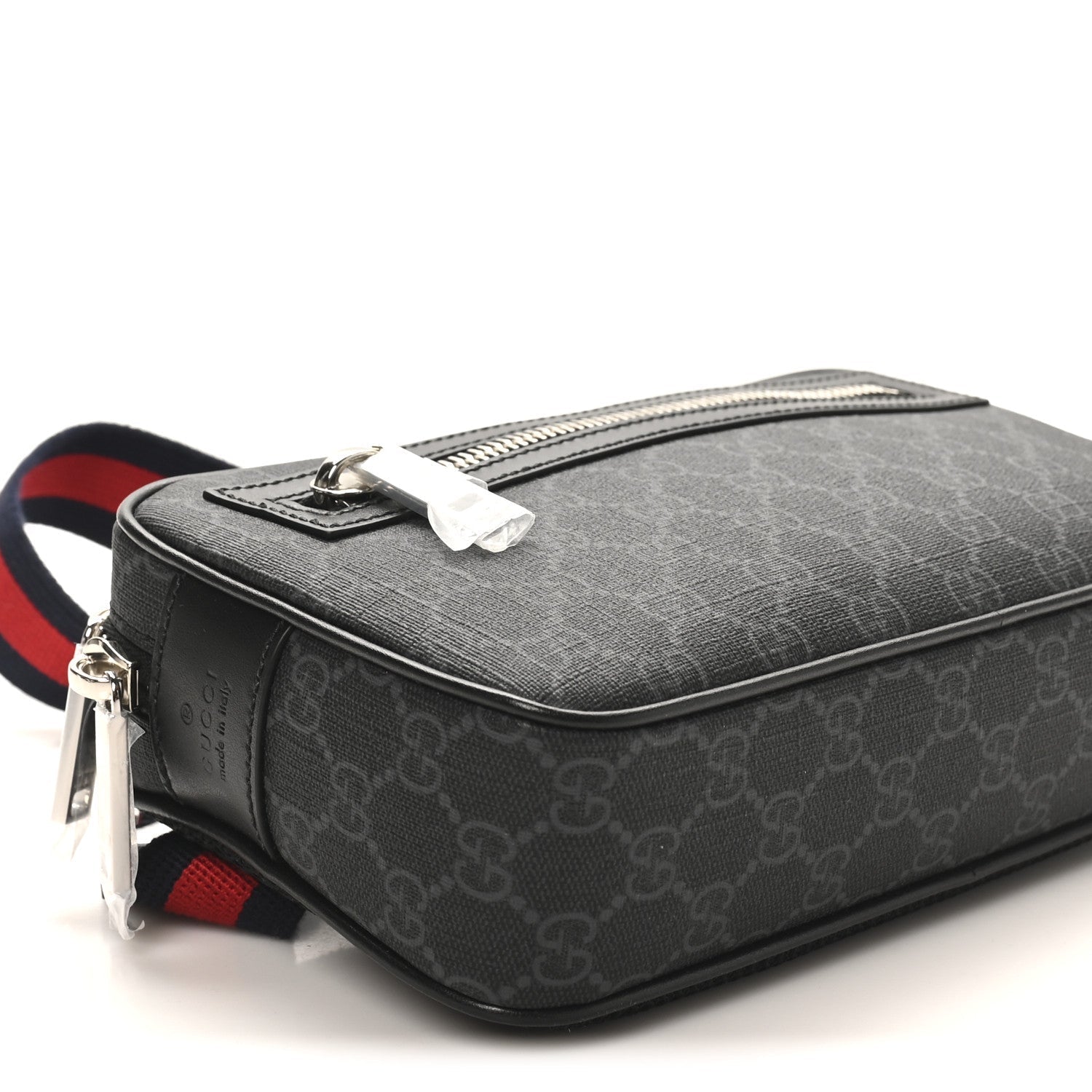Soft GG Supreme Monogram Web Belt Bag Black Grey