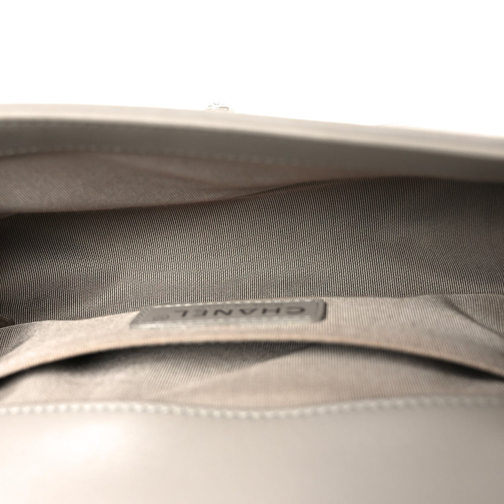 Calfskin Quilted Small Boy Flap Grey