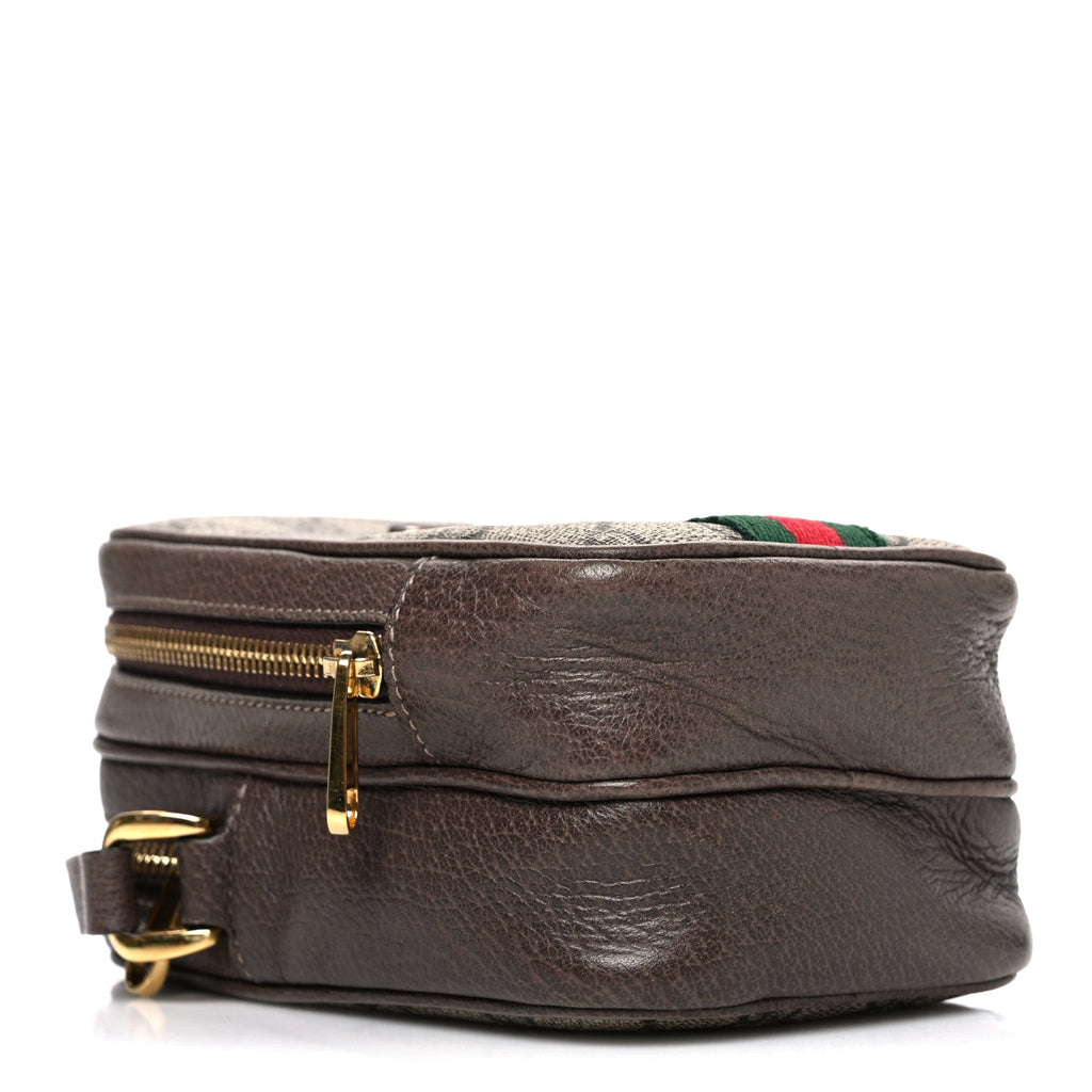 GG Supreme Monogram Web Mini Ophidia Double Zip Crossbody Bag Beige New Acero