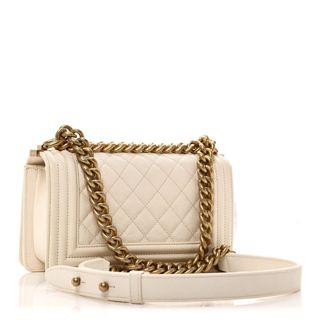 Caviar Quilted Small Boy Flap White