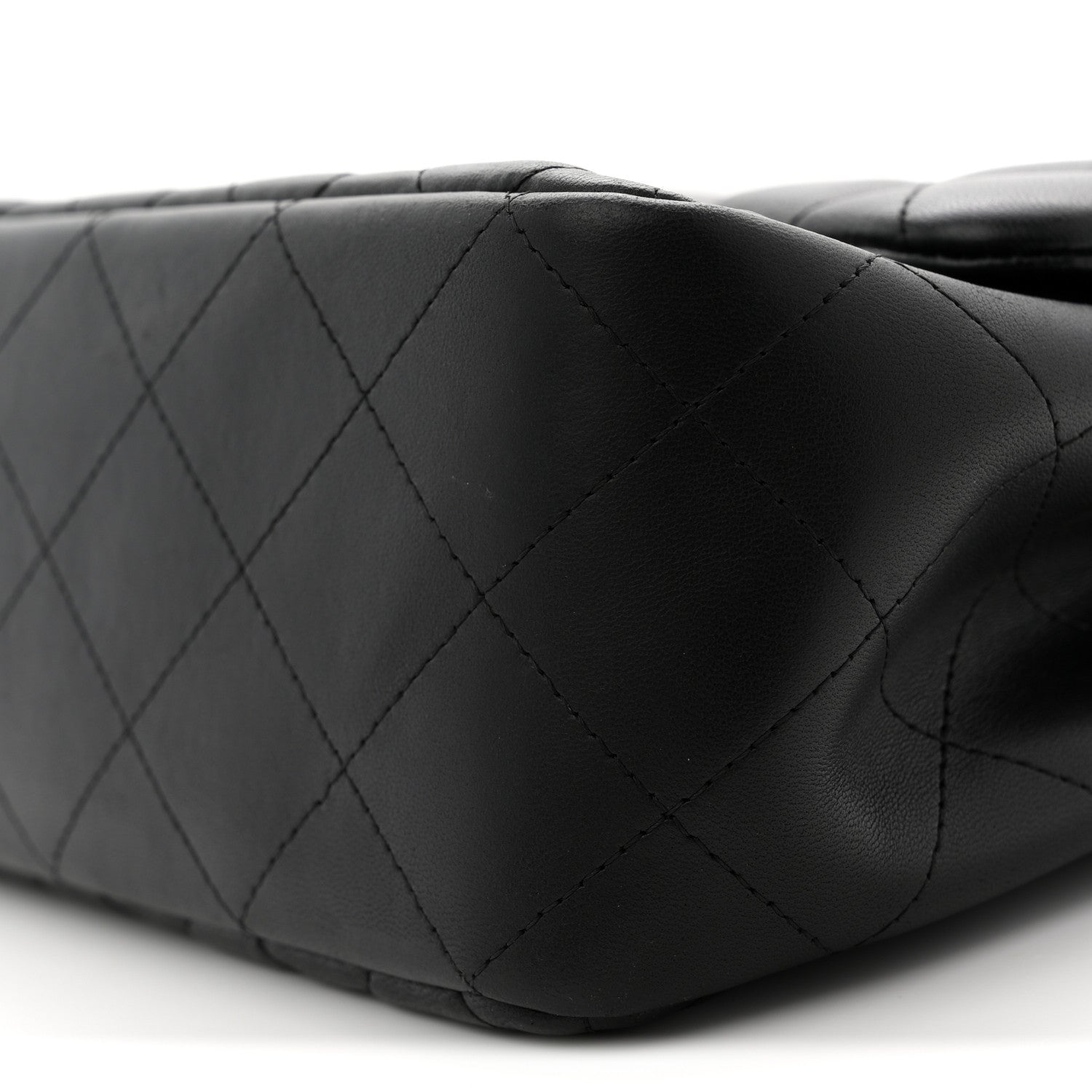 Lambskin Quilted Jumbo Double Flap Black