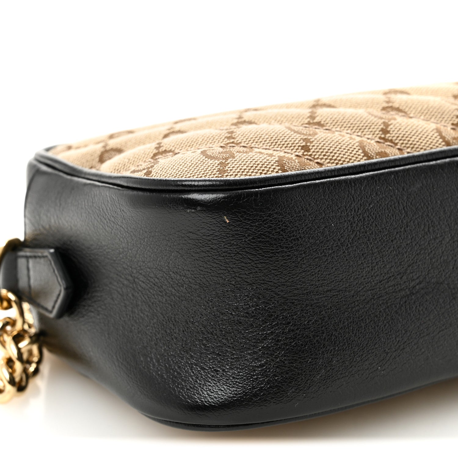 Monogram Matelasse Diagonal Small GG Marmont Chain Shoulder Bag Beige Black
