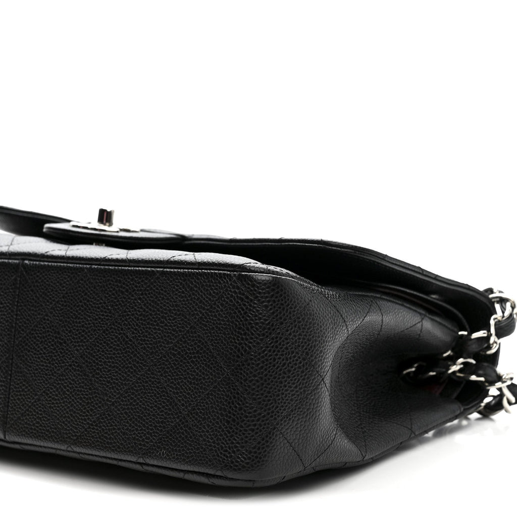 Caviar Quilted Jumbo Double Flap Black