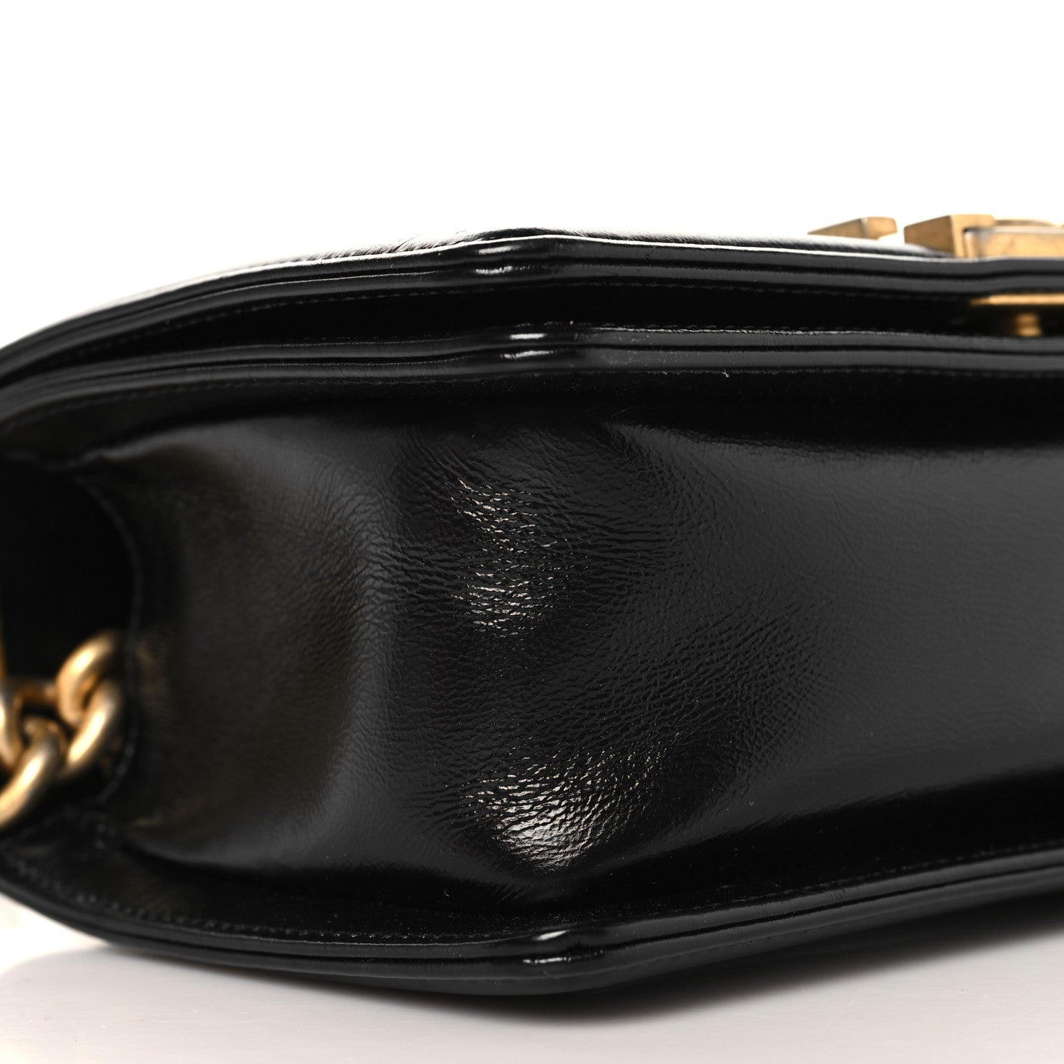 Metallic Glazed Calfskin Small Boy Flap Black Gold