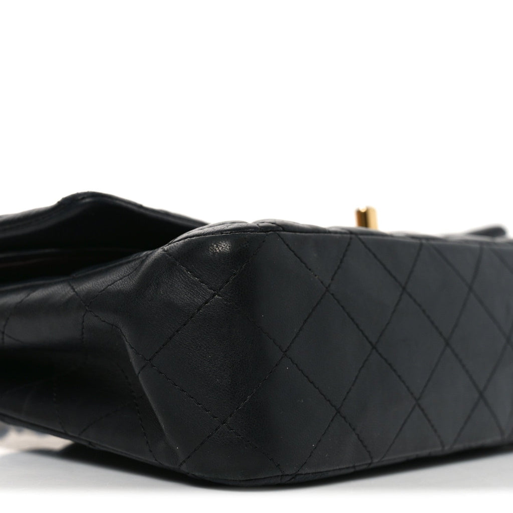 Lambskin Quilted Medium Double Flap Black