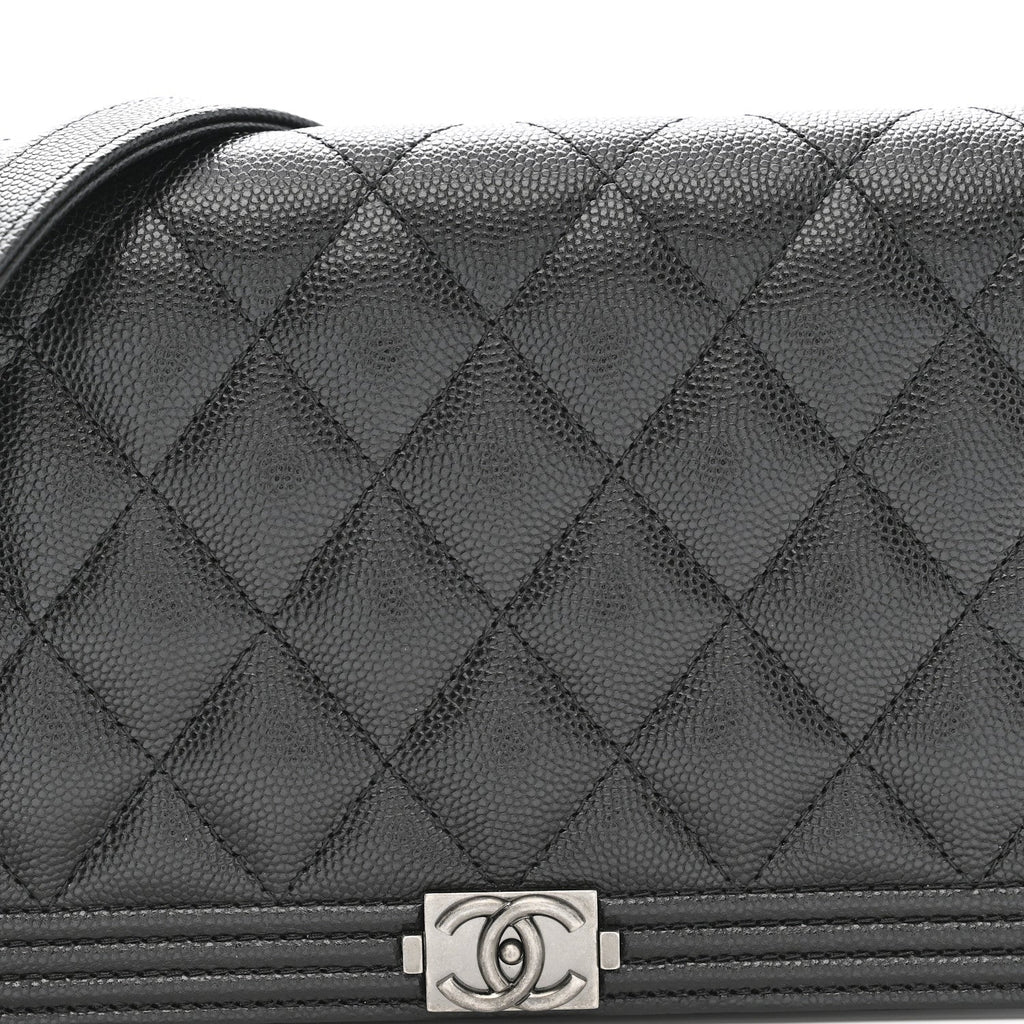 Caviar Quilted Boy Wallet On Chain WOC Black