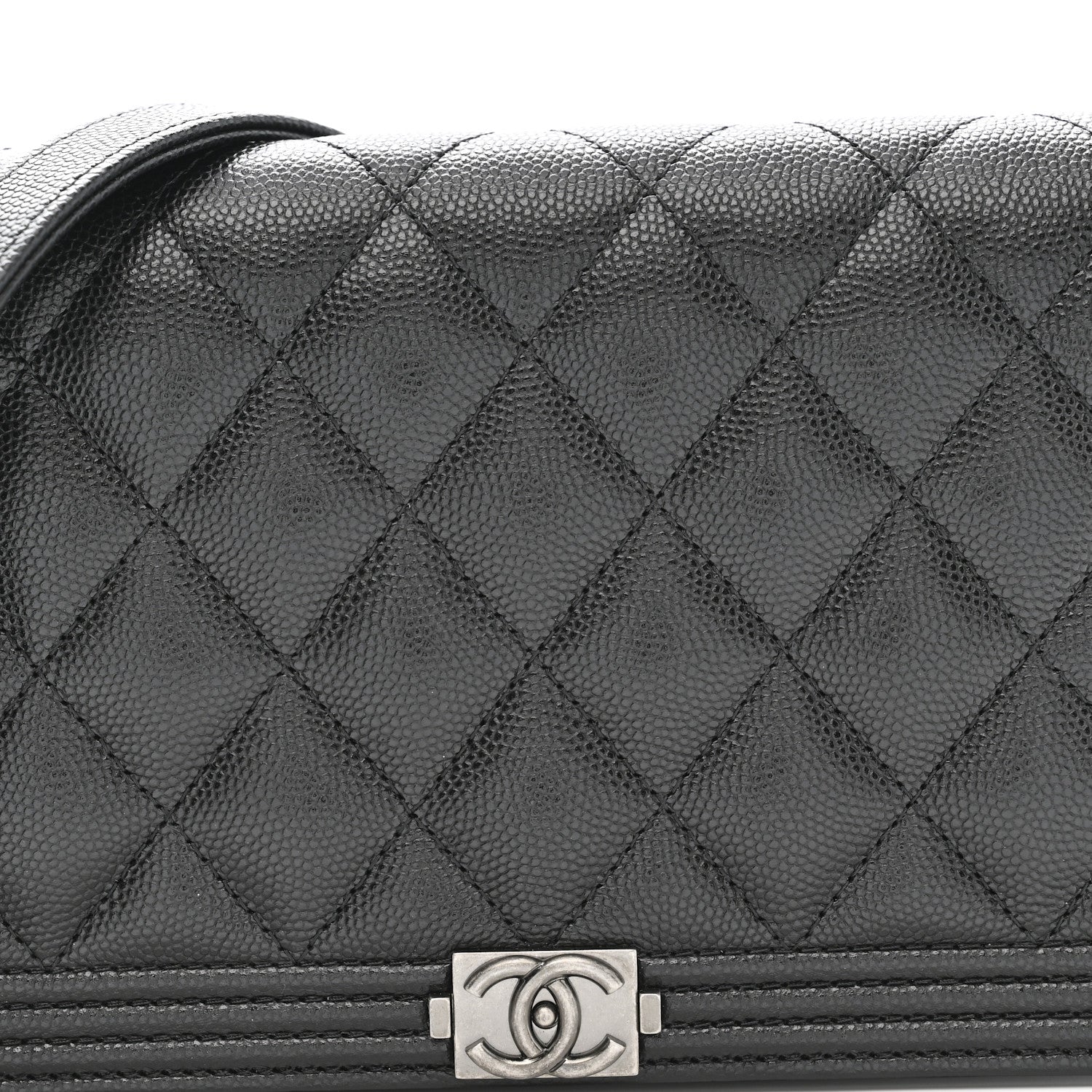 Caviar Quilted Boy Wallet On Chain WOC Black