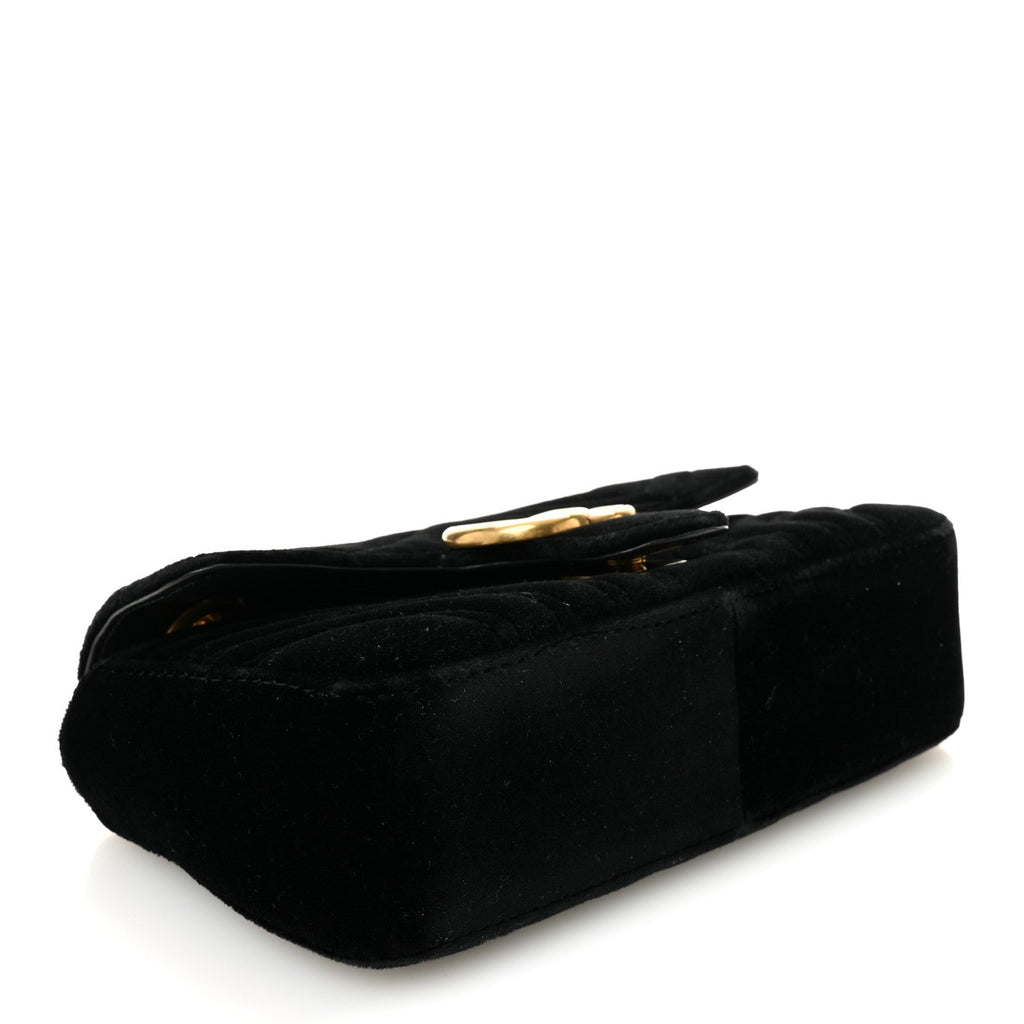 Velvet Matelasse Mini GG Marmont Shoulder Bag Black