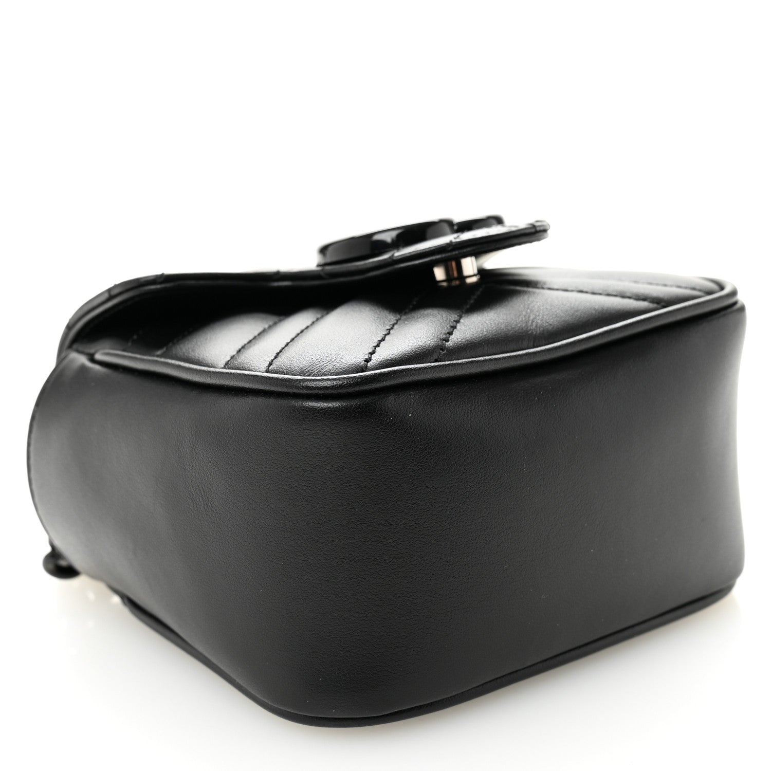 Calfskin Matelasse Monochrome GG Marmont Chain Mini Belt Bag Black