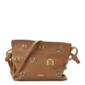 X Louis Wain Smooth Calfskin Futurist Cats Mini Flamenco Knot Clutch Mocha