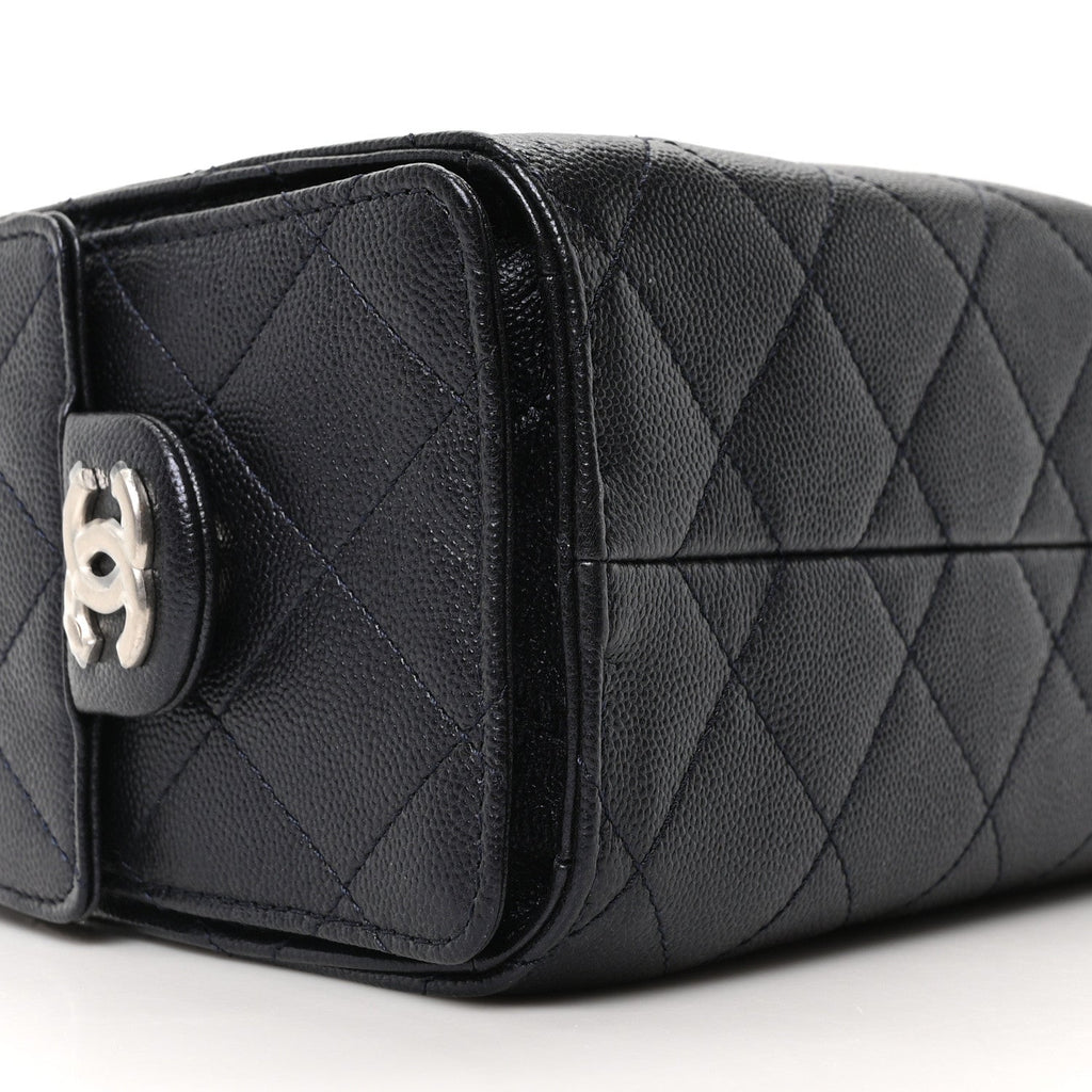 Metallic Caviar Quilted Mini Chanel 25 Handbag Dark Blue