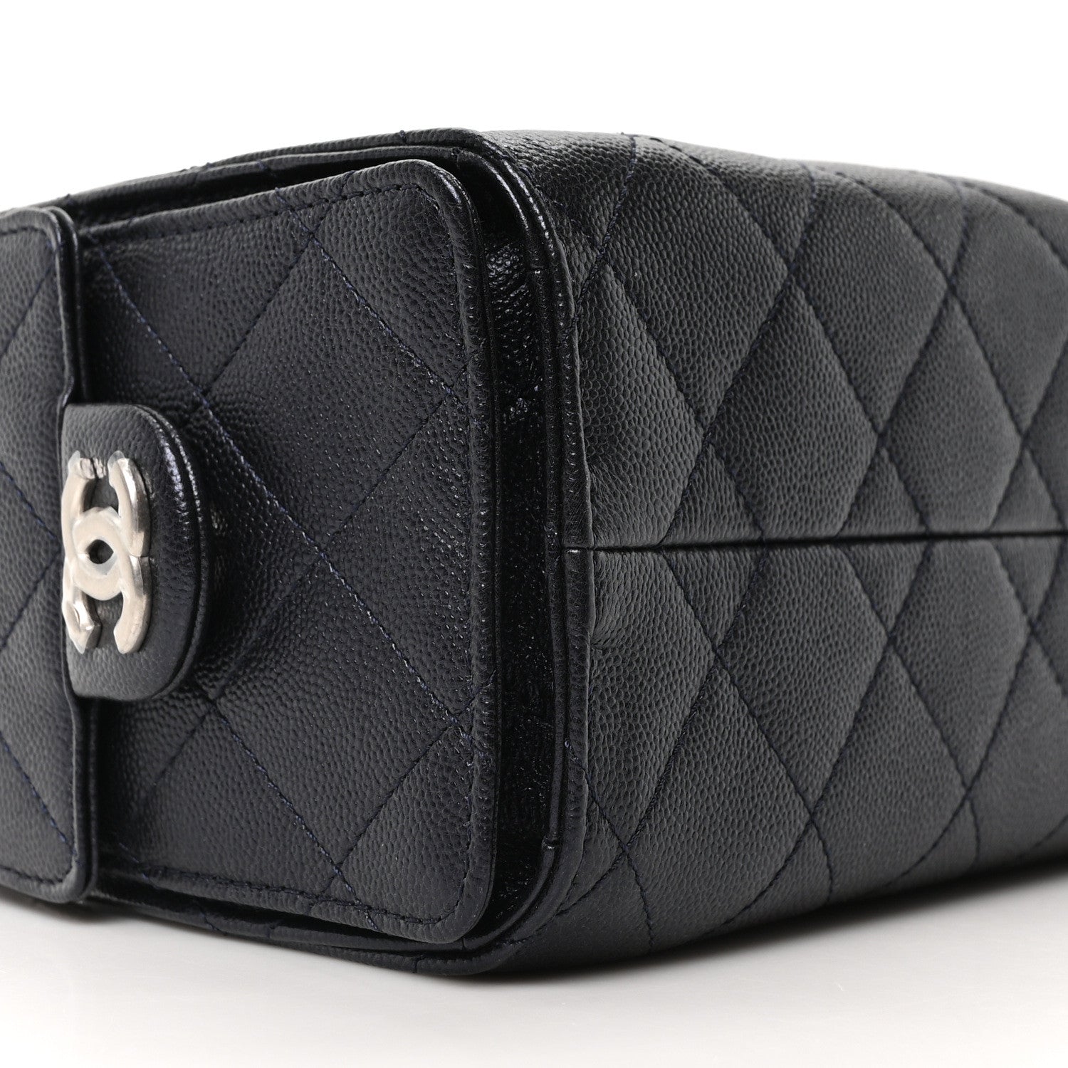 Metallic Caviar Quilted Mini Chanel 25 Handbag Dark Blue