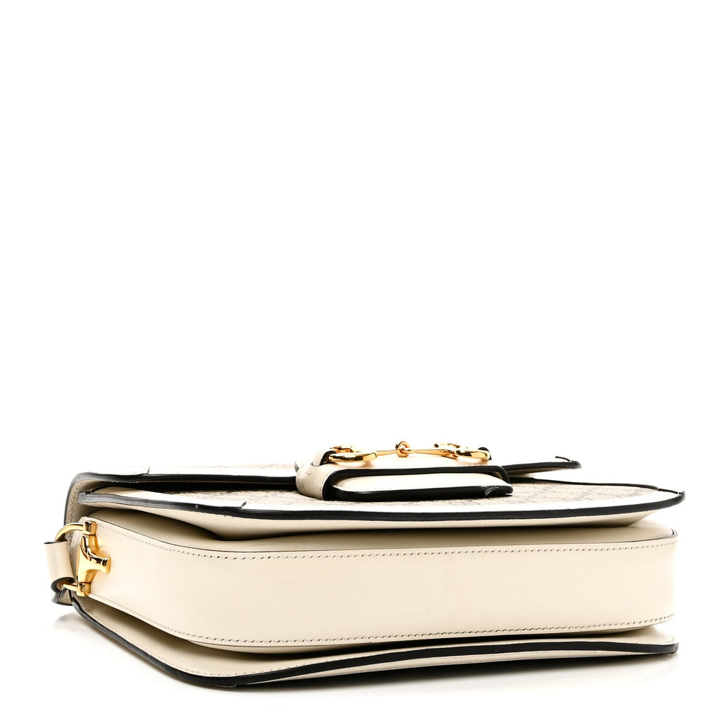 GG Supreme Monogram Horsebit 1955 Shoulder Bag Beige Mystic White