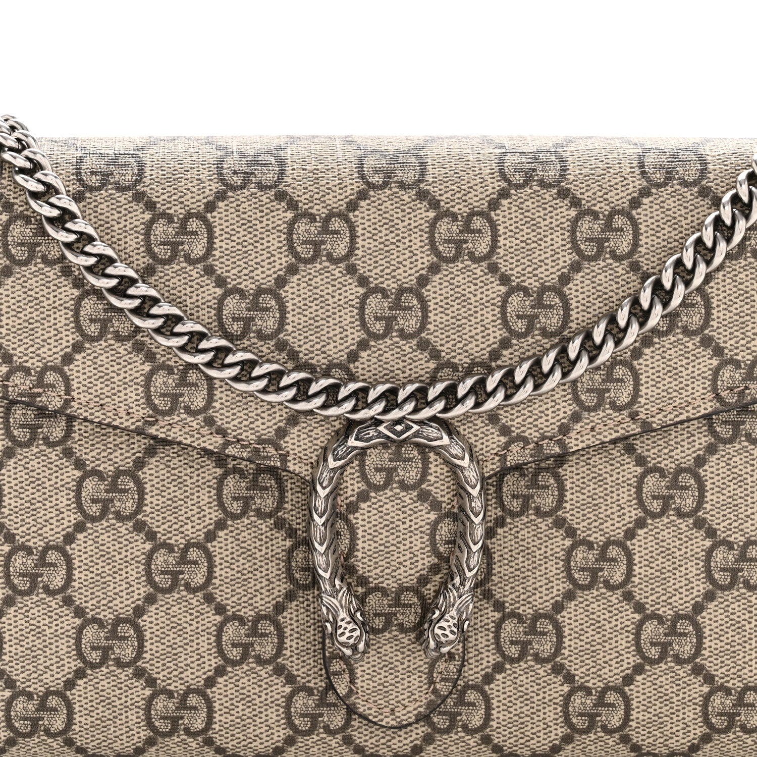 GG Supreme Monogram Mini Dionysus Chain Wallet Beige Taupe