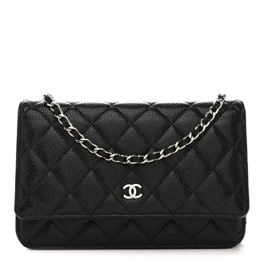 Caviar Quilted Wallet on Chain WOC Black