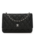 Caviar Quilted Wallet on Chain WOC Black