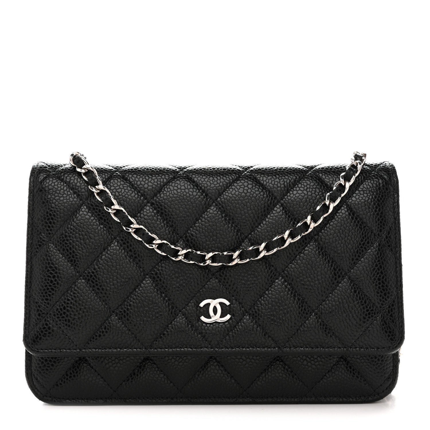 Caviar Quilted Wallet on Chain WOC Black