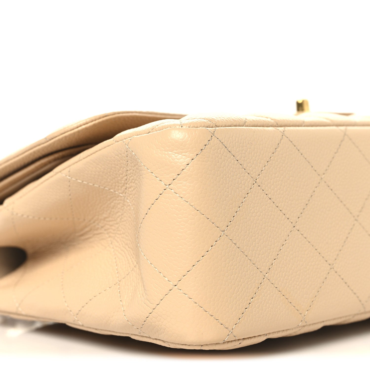 Caviar Quilted Jumbo Double Flap Beige Clair