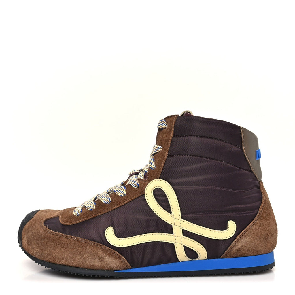 Nylon Suede Flow Runner 2.0 High Top Sneakers 37 Brown Yellow Blue