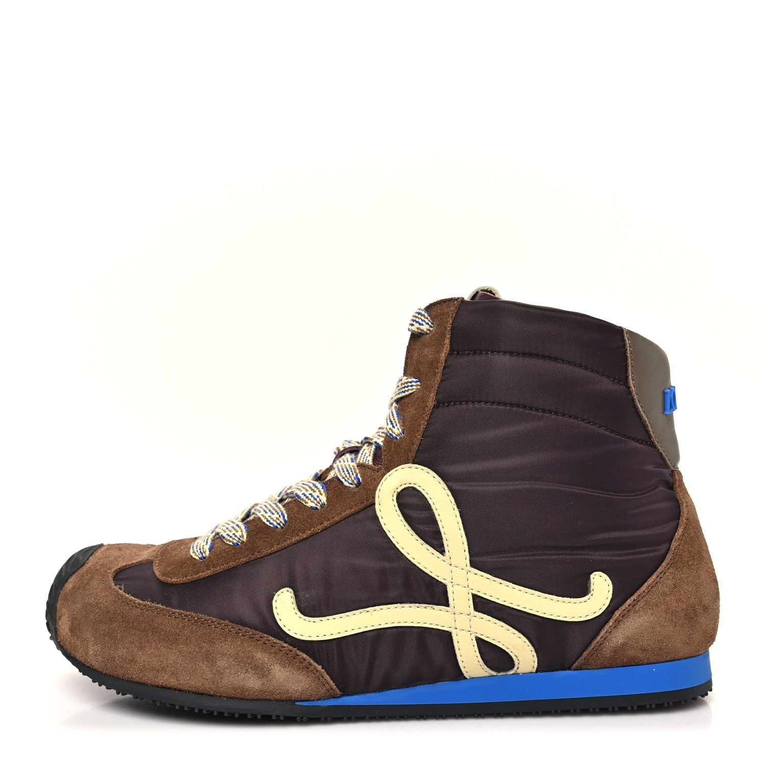 Nylon Suede Flow Runner 2.0 High Top Sneakers 37 Brown Yellow Blue