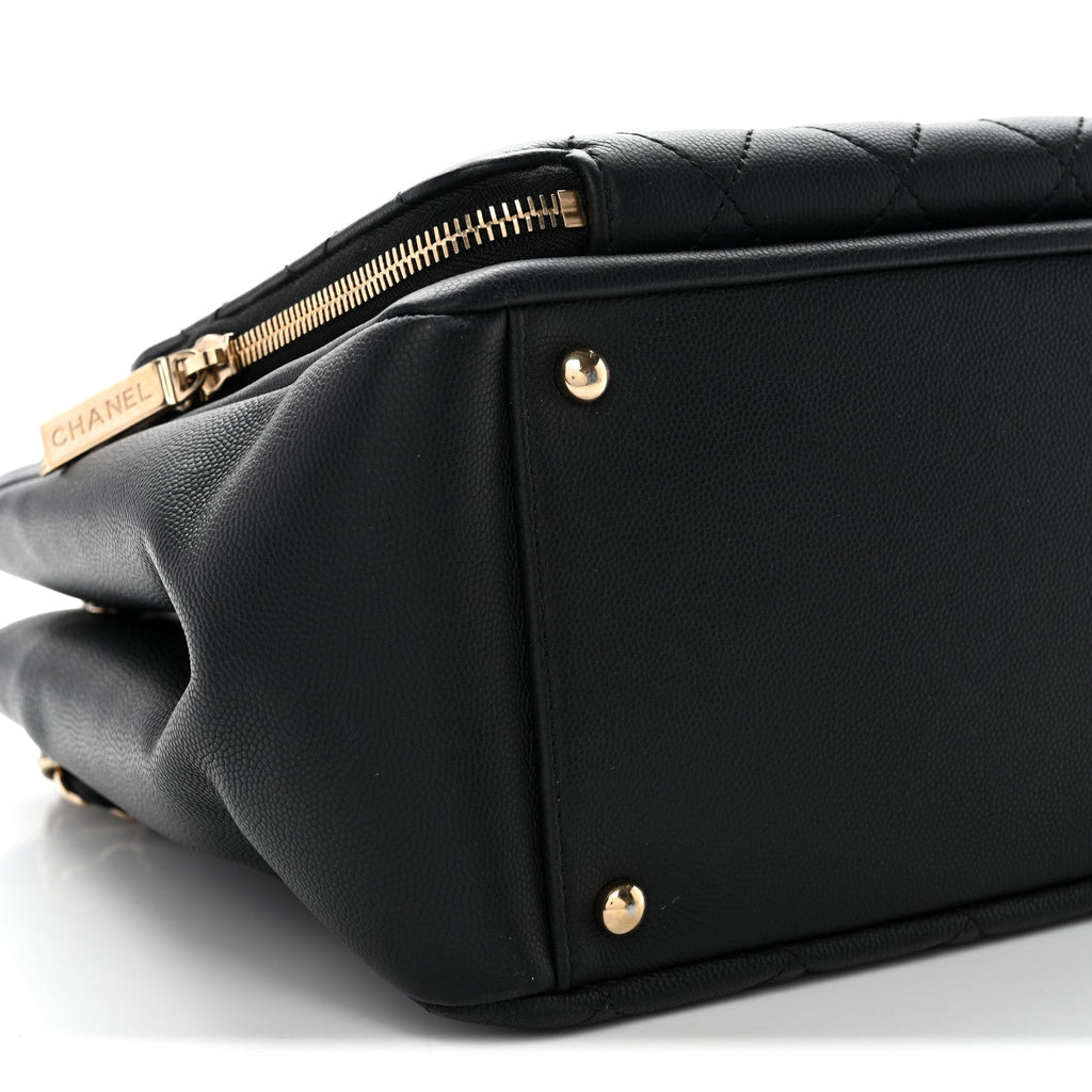 Caviar Quilted Small Business Affinity Shopping Bag Black