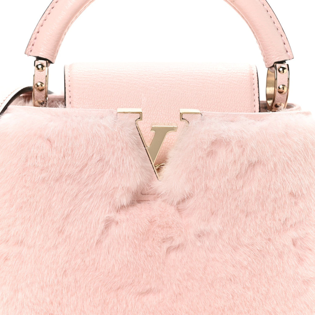 Mink Calfskin Goatskin Capucines Mini Rosewater Pink