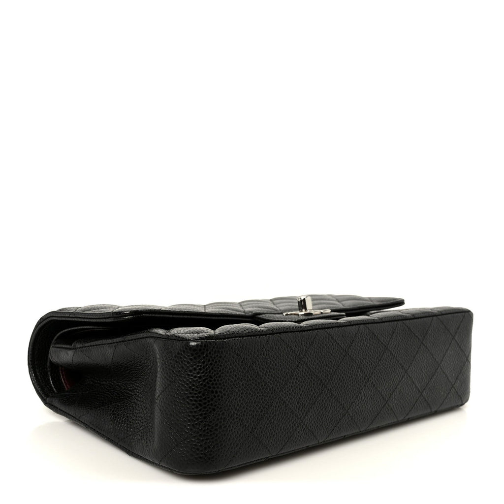 Caviar Quilted Medium Double Flap Black