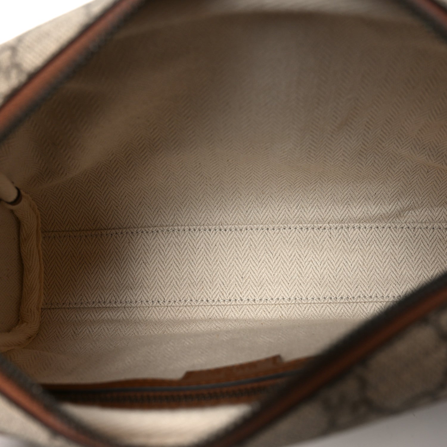 GG Supreme Monogram Textured Calfskin Emblem Small Crossbody Beige Ebony Old Sundial