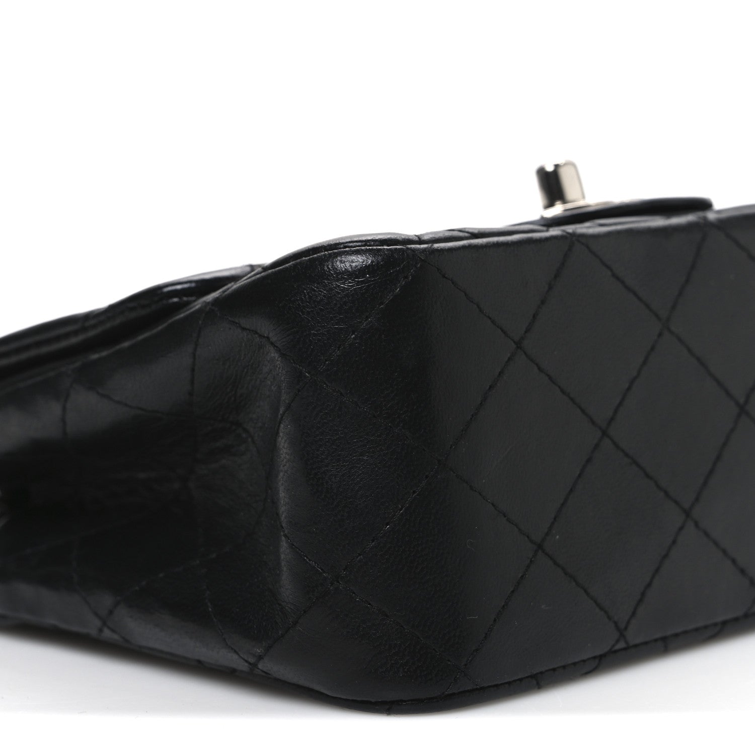 Lambskin Quilted Mini Square Flap Black