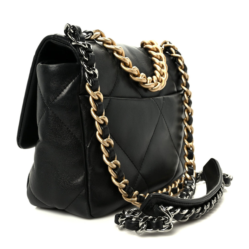 Lambskin Quilted Medium Chanel 19 Flap Black