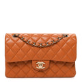 Caviar Quilted Small Double Flap Light Brown