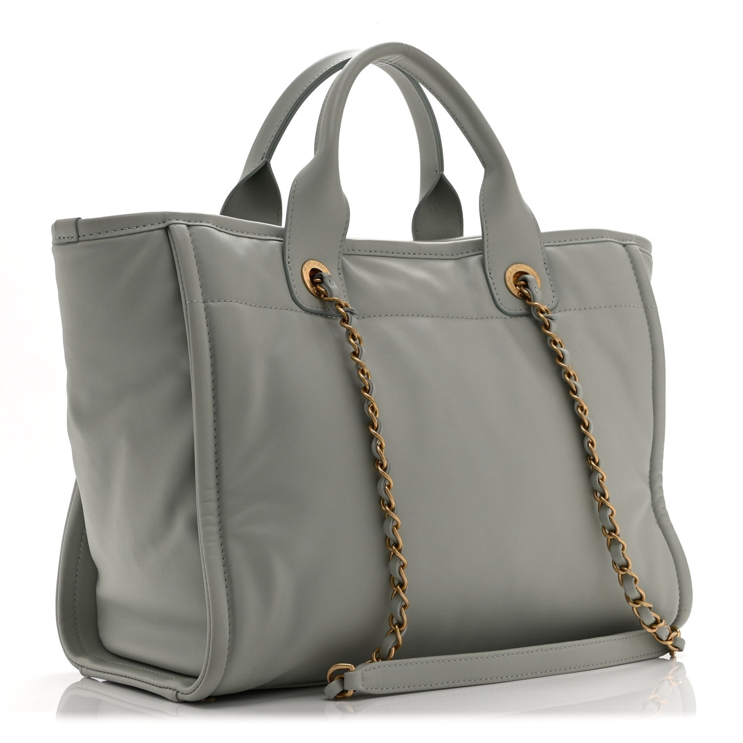 Calfskin Embossed Small Deauville Tote Light Blue