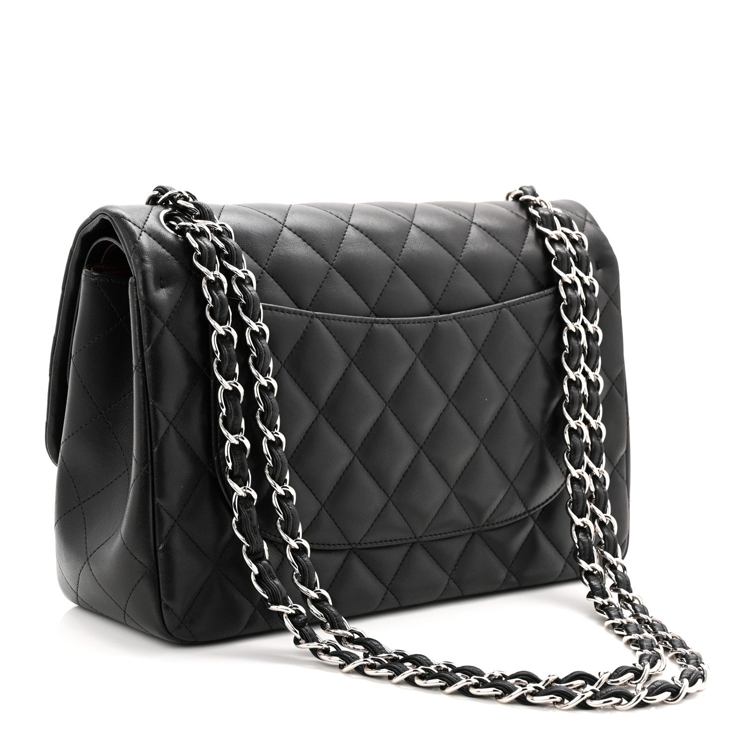 Lambskin Quilted Jumbo Double Flap Black