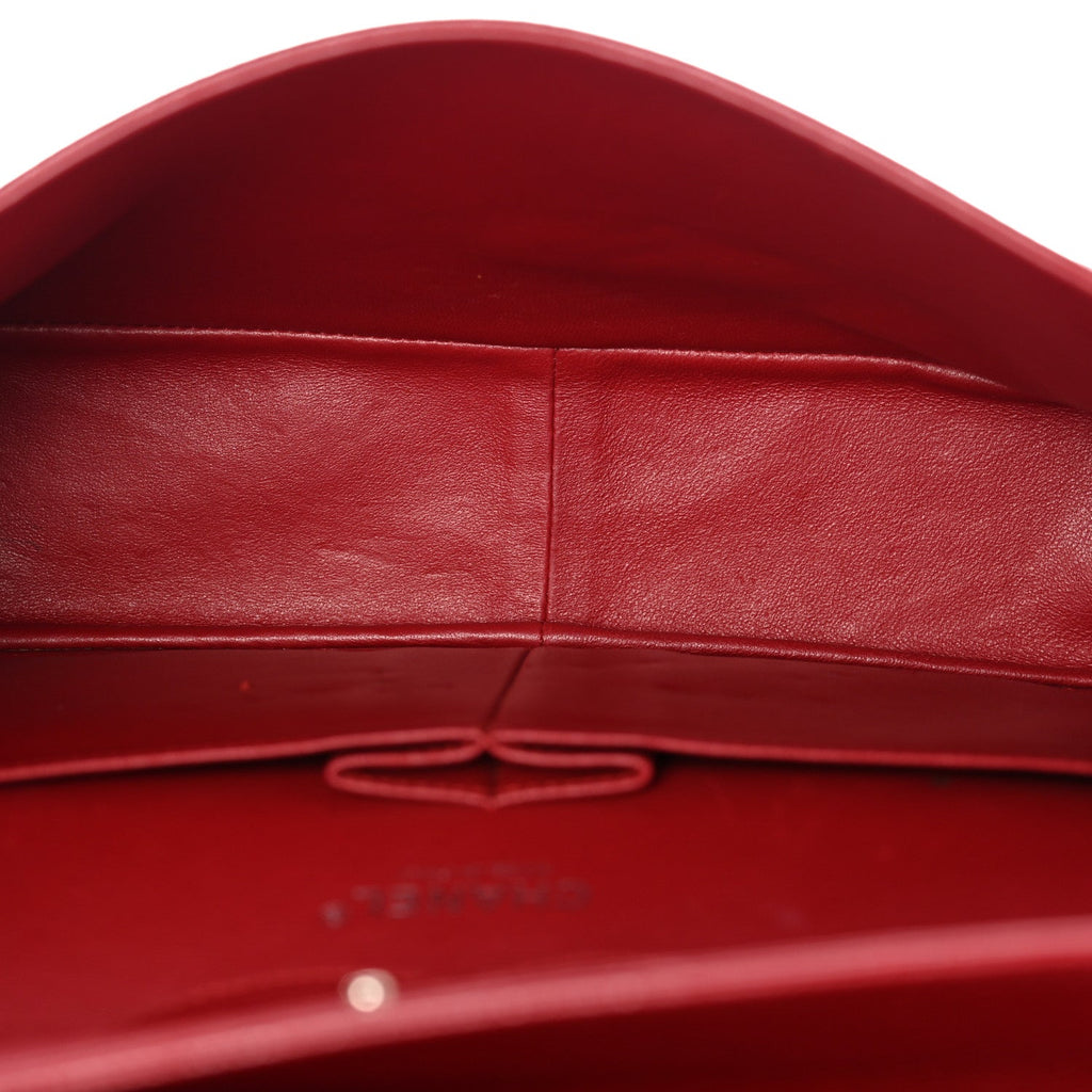 Caviar Quilted Jumbo Double Flap Dark Red