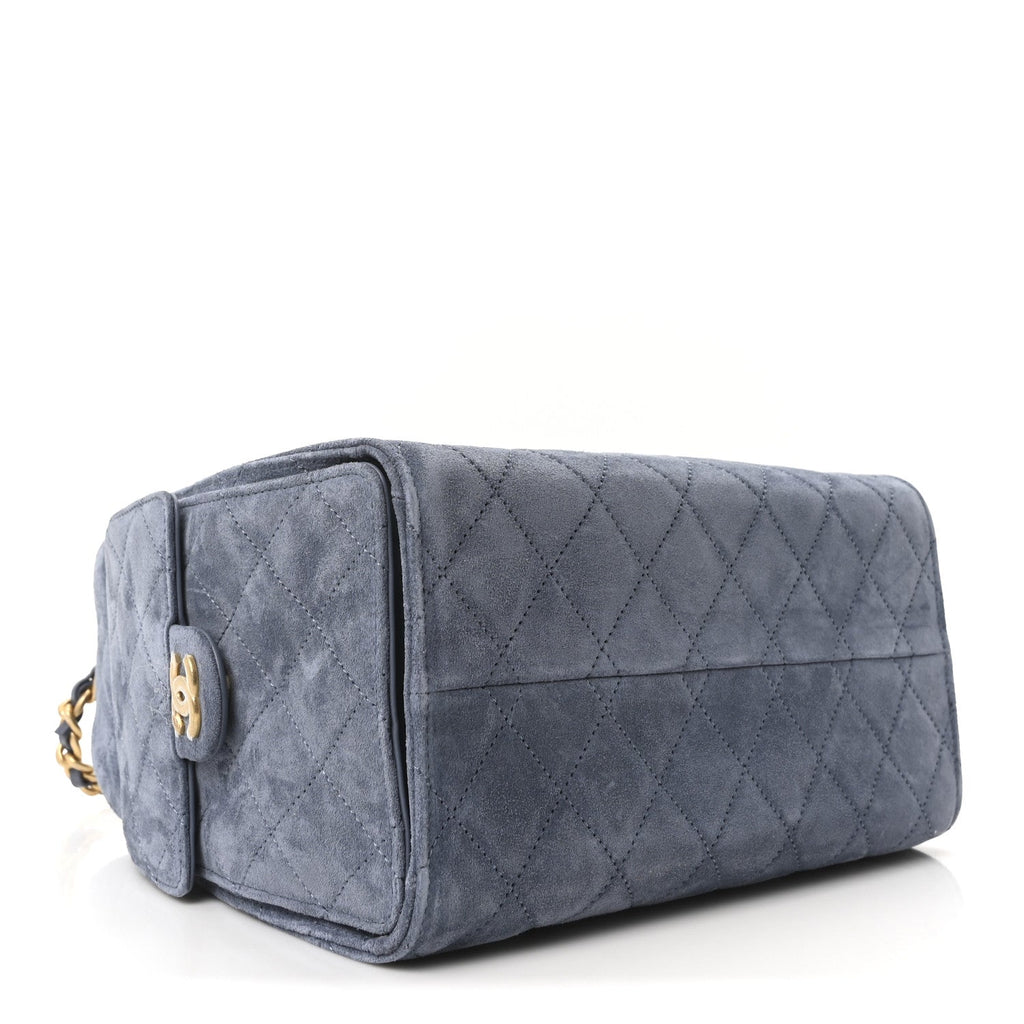 Suede Quilted Small Chanel 25 Handbag Blue
