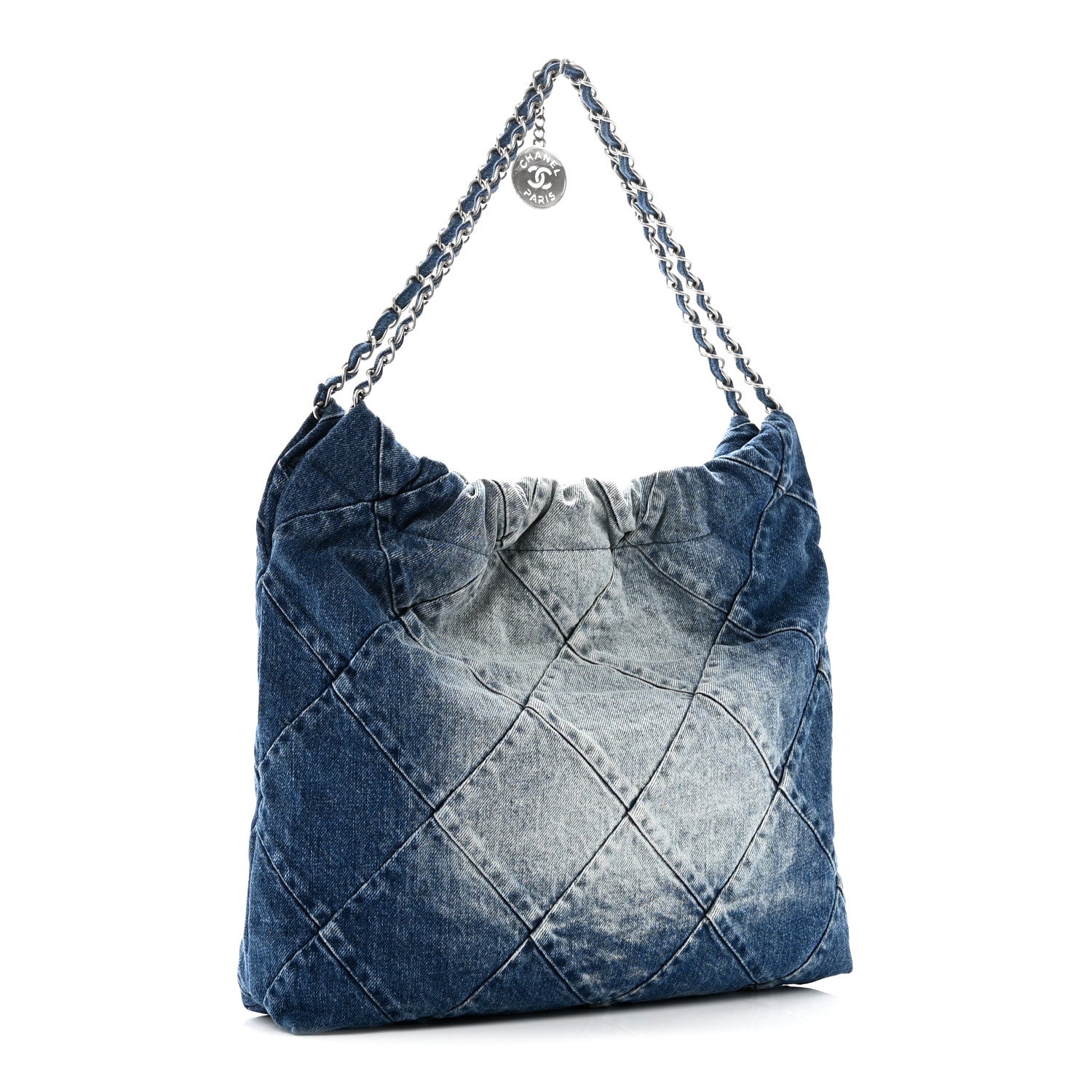 Denim Quilted Chanel 22 Blue
