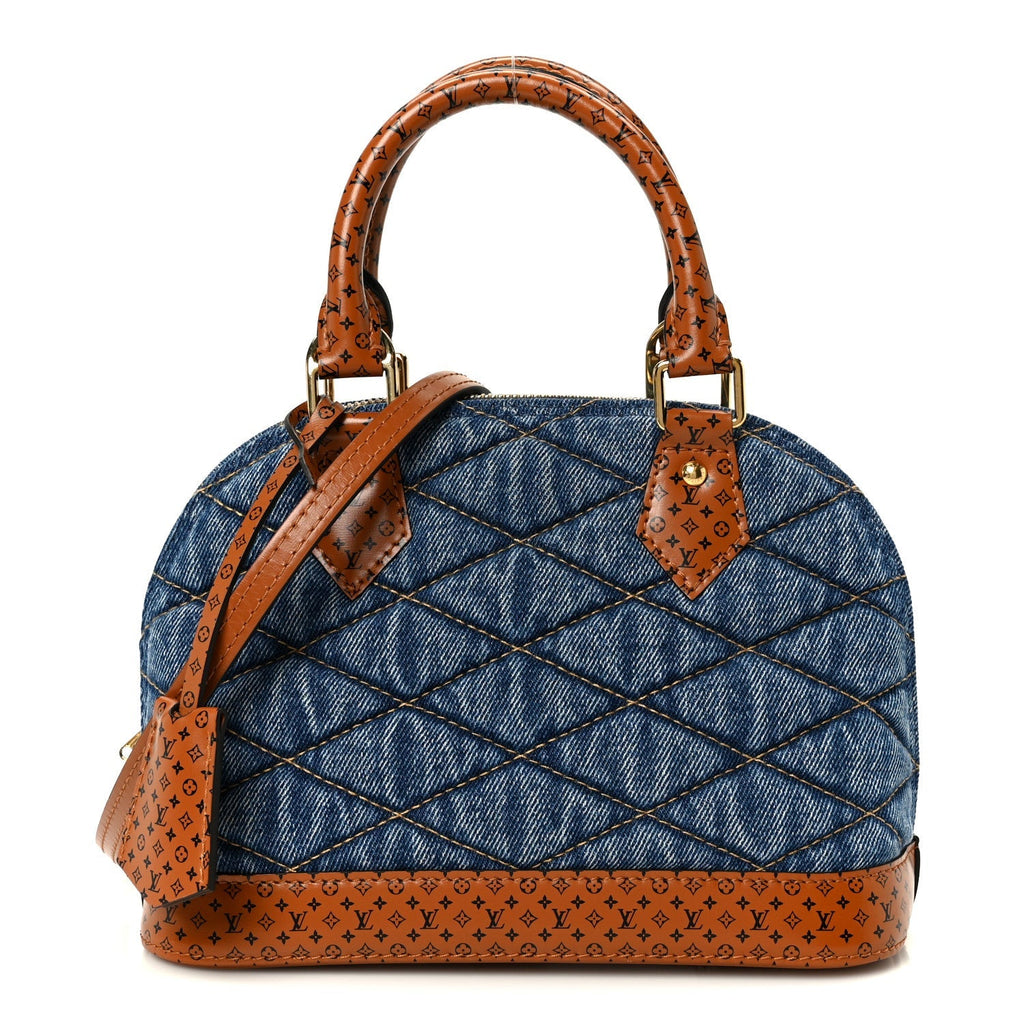 Denim Calfskin Reverse Monogram Malletage Alma BB Blue