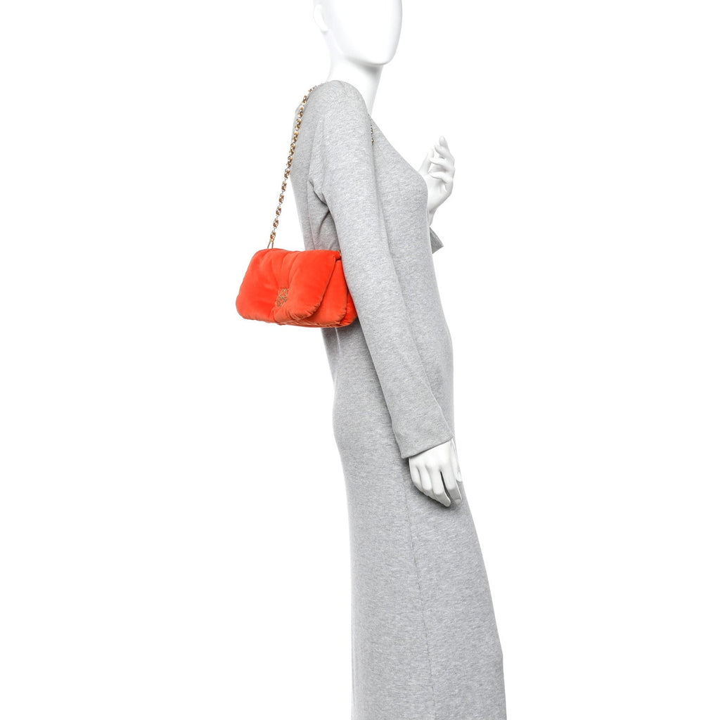 Velvet Mini Goya Puffer Bag Orange