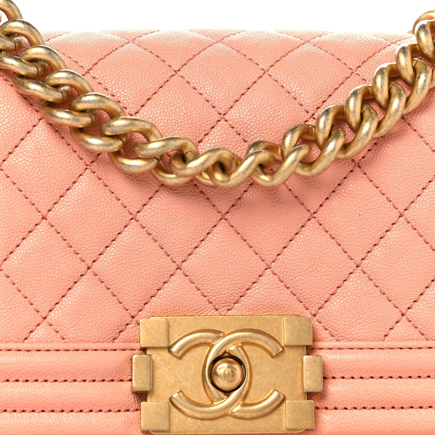 Caviar Quilted Small Boy Flap Light Pink