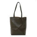 Shiny Calfskin Medium Puzzle Fold Tote Umber