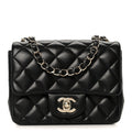 Lambskin Quilted Mini Square Flap Black