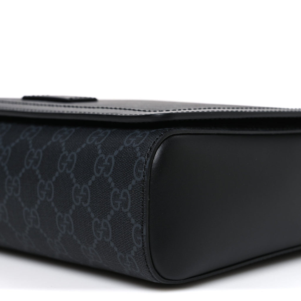 GG Supreme Monogram Appia Calfskin Web Crossbody Bag Black Grey