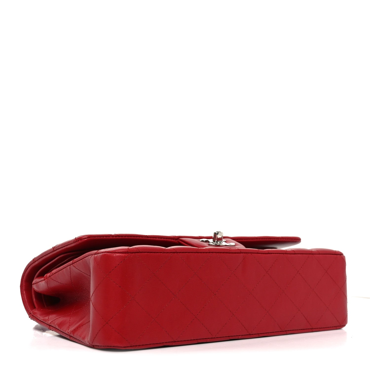 Lambskin Quilted Medium Double Flap Red