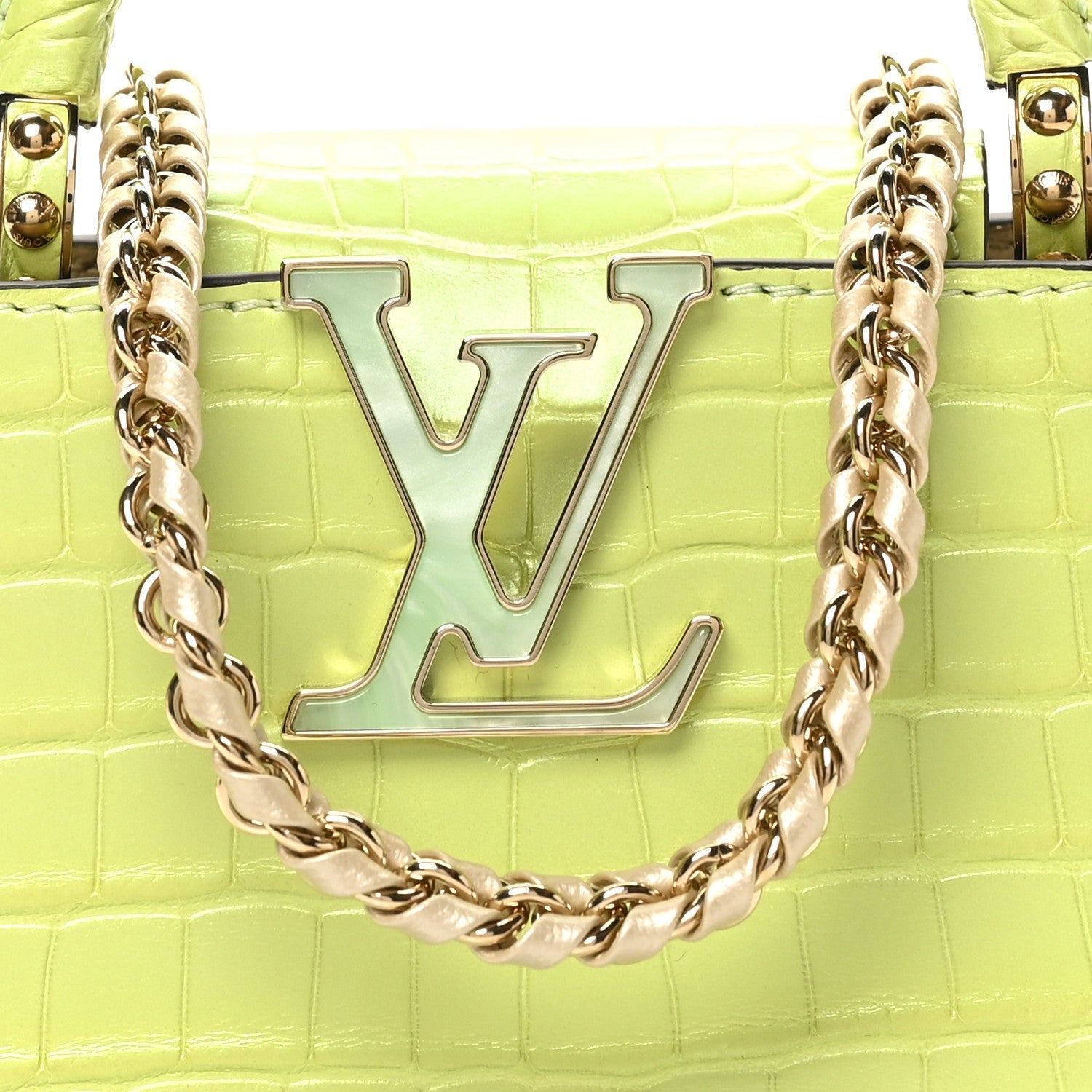Iridescent Alligator Nano Capucines Lime
