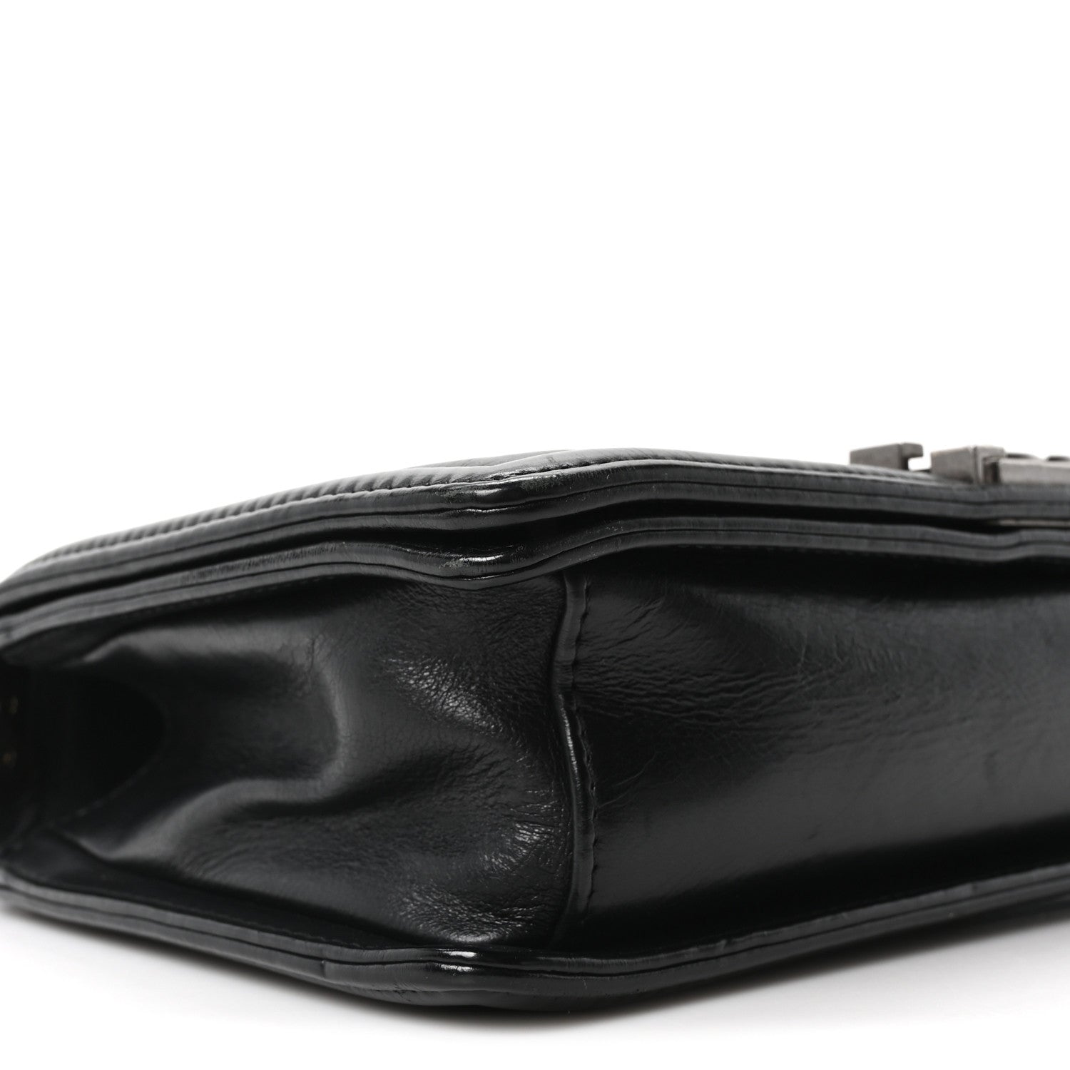 Calfskin Crystal Embossed Medium Boy Flap Black